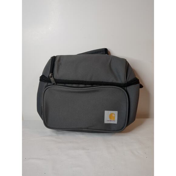 New Carhartt Fully Insulated 12 Can Two Compartment Lunch Cooler Gray, With Tags - Picture 1 of 4